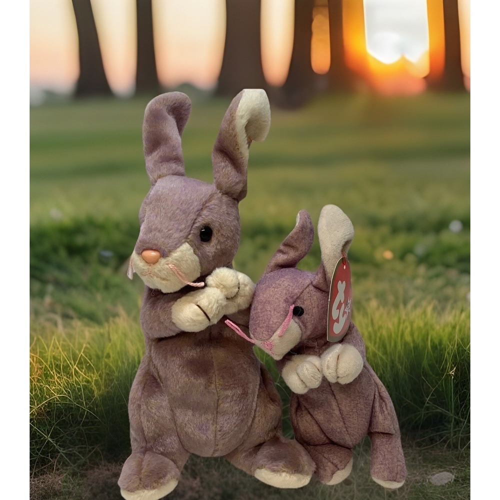 New‎ VTG TY Beanie Babies Lot Of 2 Springy The Lavender Bunny